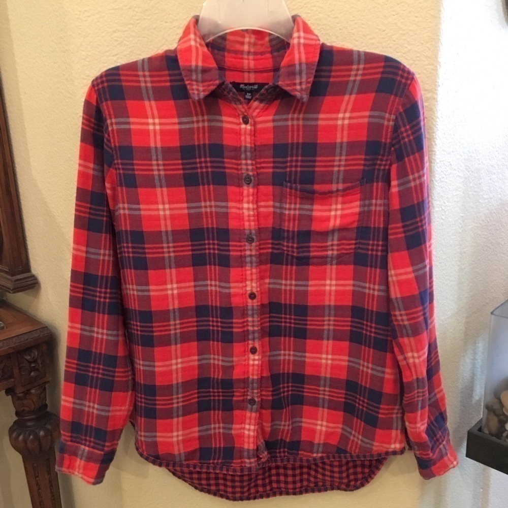 MADEWELL Red Flannel Button Down Shirt Xsmall